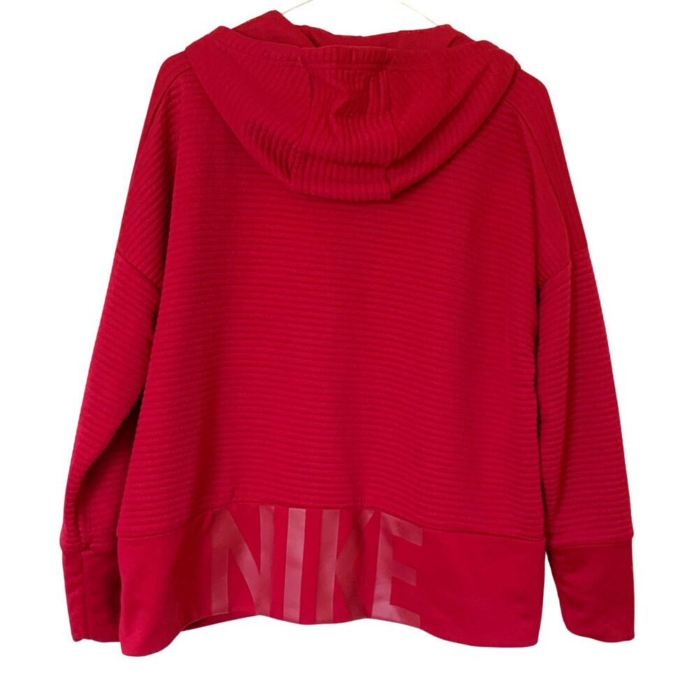 Nike Dri- Fit Full Zip Hoodie Size L Red Logo Sleeve & Back Hem - Picture 2 of 11
